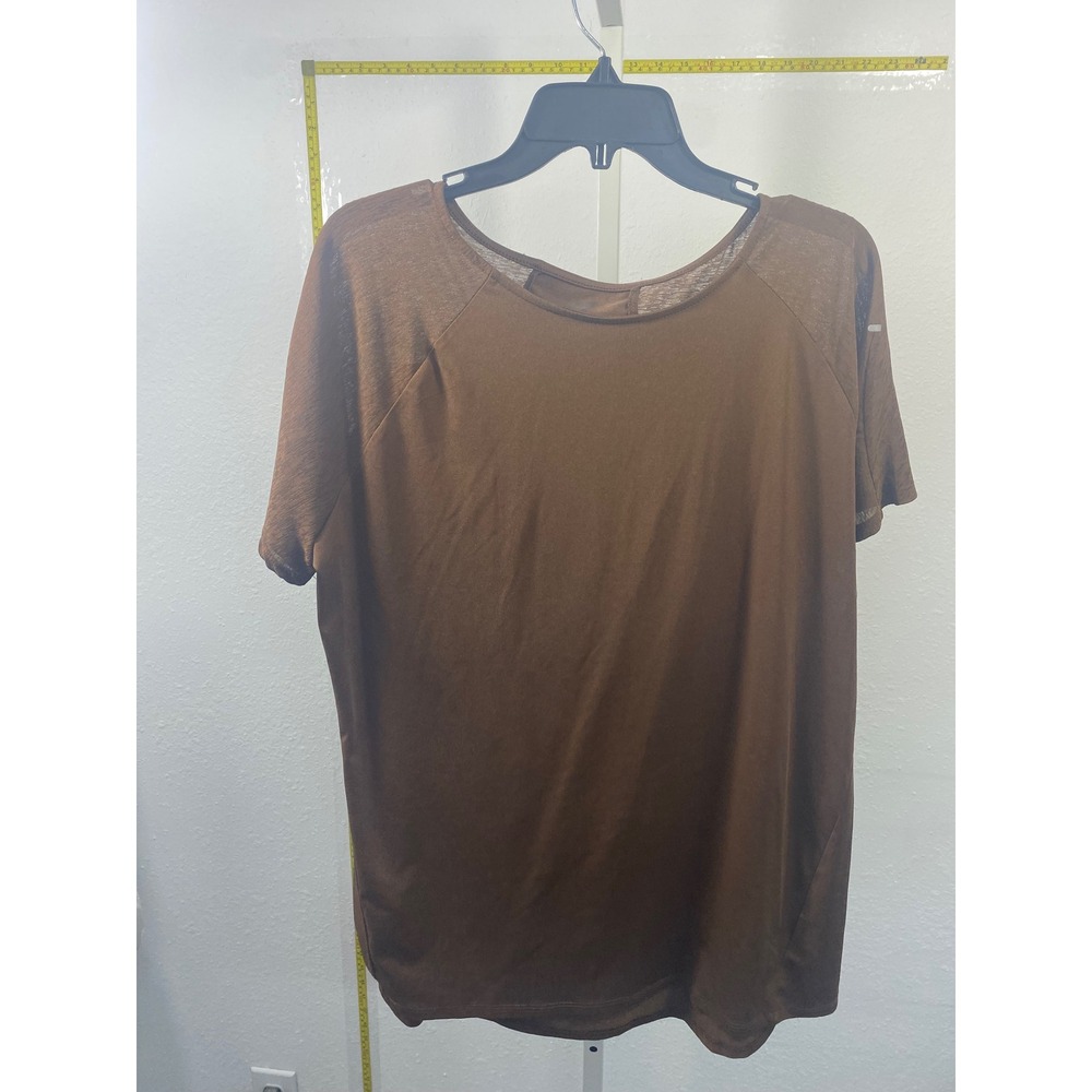 Avia Womens Bronze Brown Short Sleeve Activewear T-Shirt Size 2XL 18W-20W